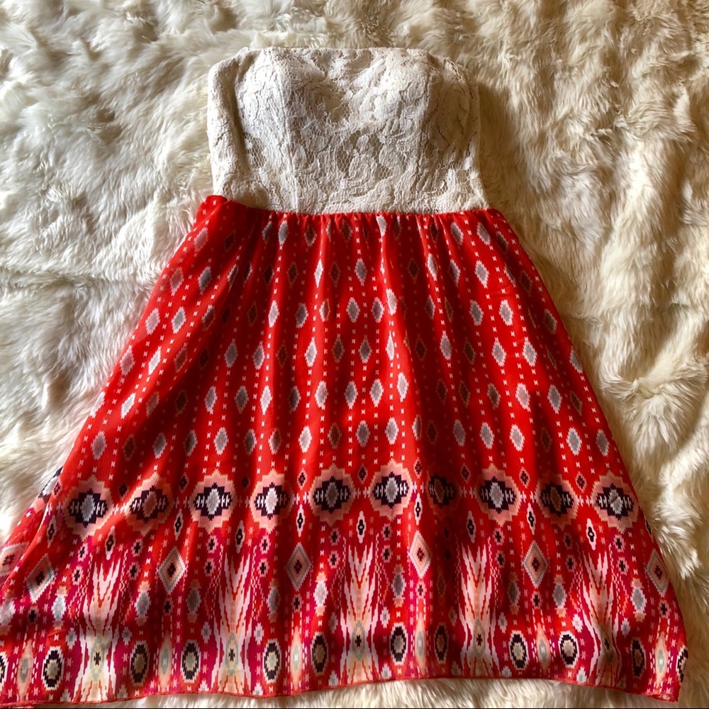 Strapless Red and White Dress